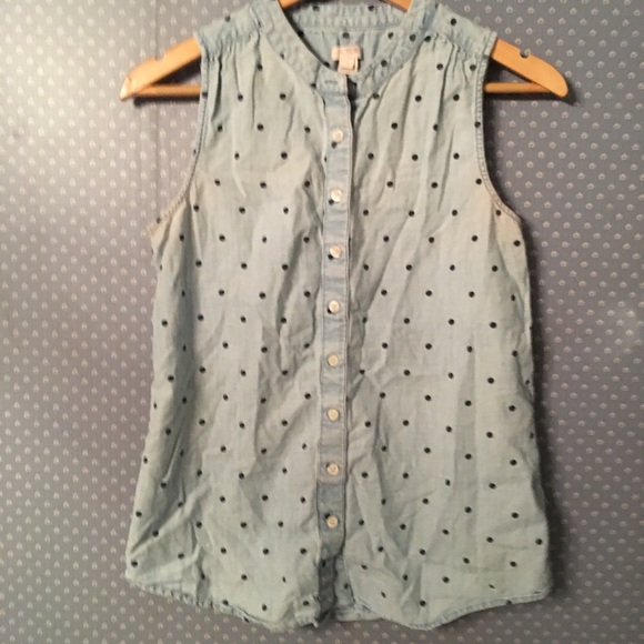 ✨ J. Crew Factory Women's Chambray Polka Dot Shirt - Picture 3 of 9